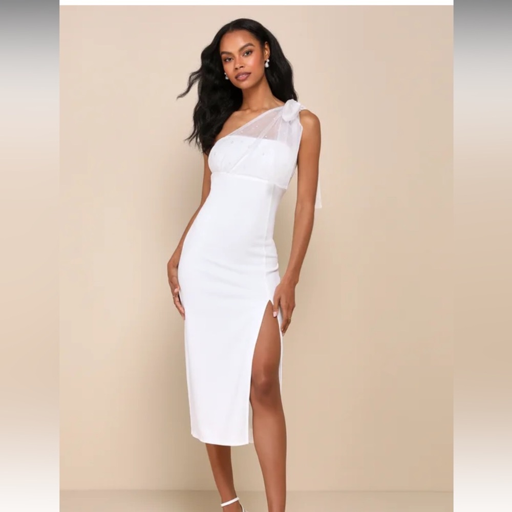 NWT lulus White pearl one shoulder dress